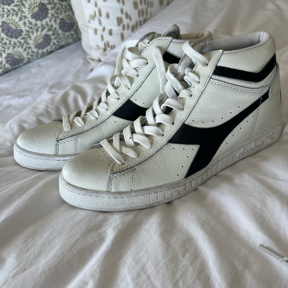 DIADORA White and Black High-Top Sneakers